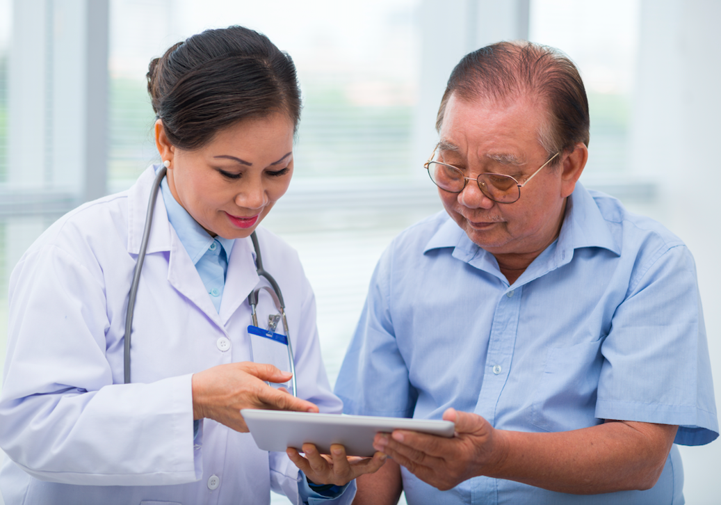 Older adult at doctor's office
