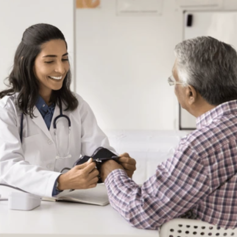 Older adult at doctor's office