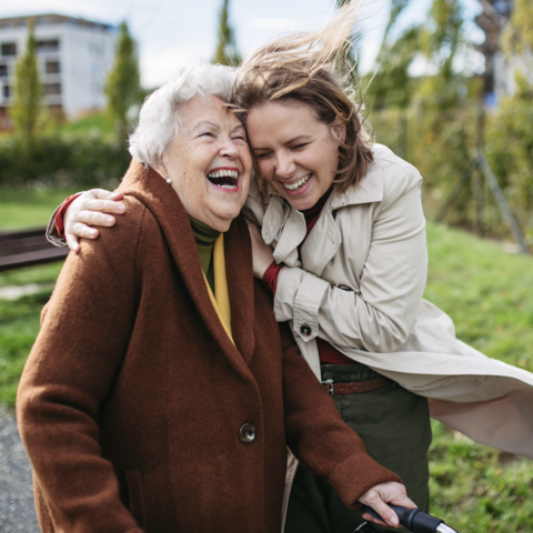 older adult and caregiver