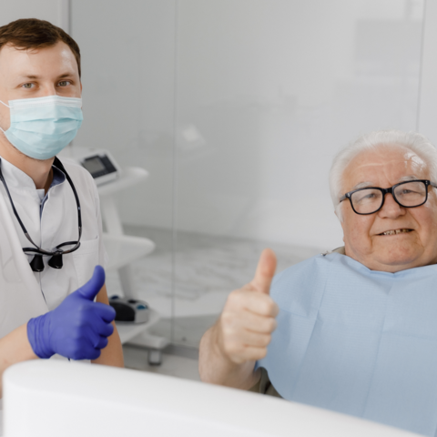 Older adult make at dental visit 